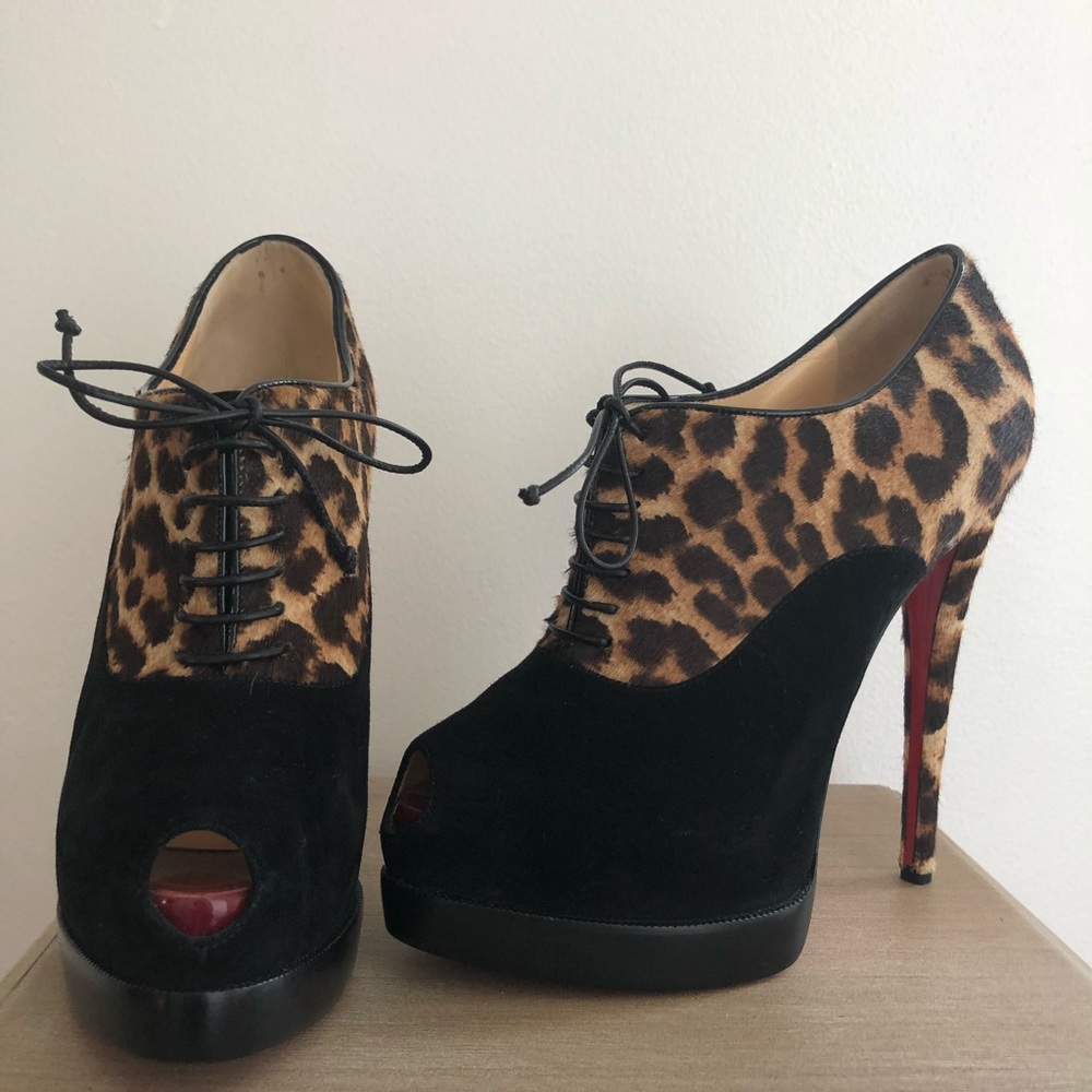 Christian Louboutin Leopard Print and Black Heels